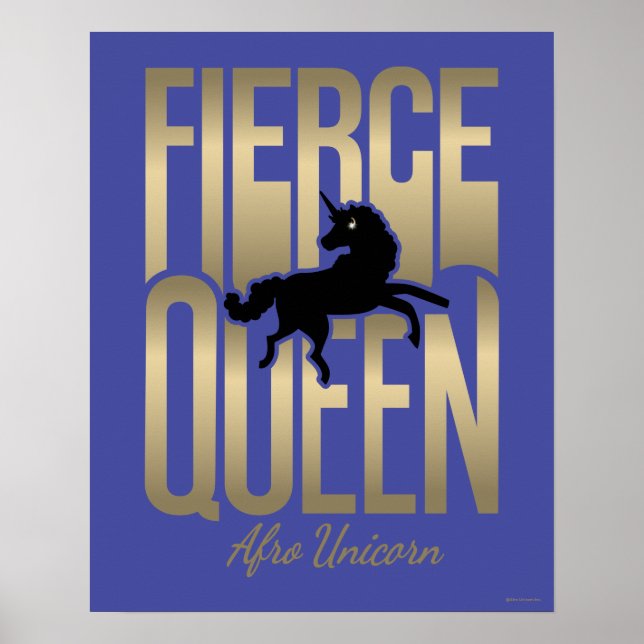 Poster Afro Unicorn Fierce Queen (Frente)