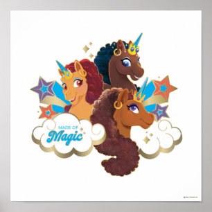 Poster Afro Unicorn "Made of Magic" Trio Design