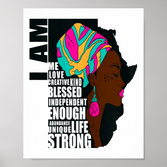 Poster Afro Você É Suficiente Eu Sou Frases Inspiradoras  (Frente)