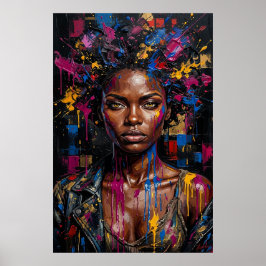 Poster Afrofuturismo Urbano Rainha Negra Arte de Gotejame