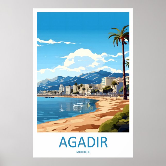 Poster Agadir Travel Print Wall Art Agadir Wall Hanging (Frente)