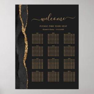 Poster Ágata Dourada Preta Escura Assentos para Casamento