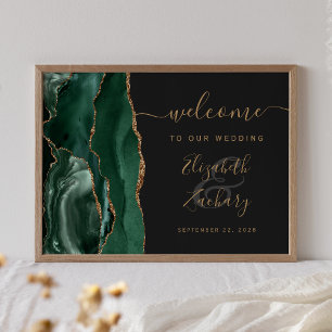 Poster Ágata Esmeralda Verde Dourado Escuro Casamento Bem
