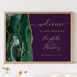 Poster Ágata Esmeralda Verde Dourado Roxo Casamento Bem-V