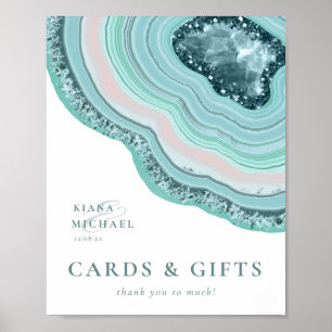 Poster Agate Geode Glitter Cards e Gifts Teal ID647