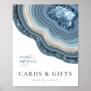 Poster Agate Geode Glitter Cards & Gifts Dusty Blue ID647