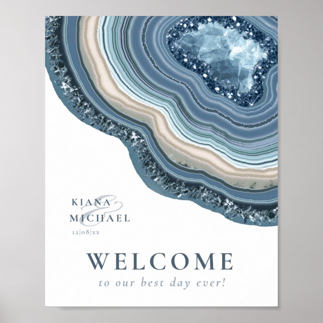 Poster Agate Geode Glitter Welcome Dusty Blue ID647 (Frente)