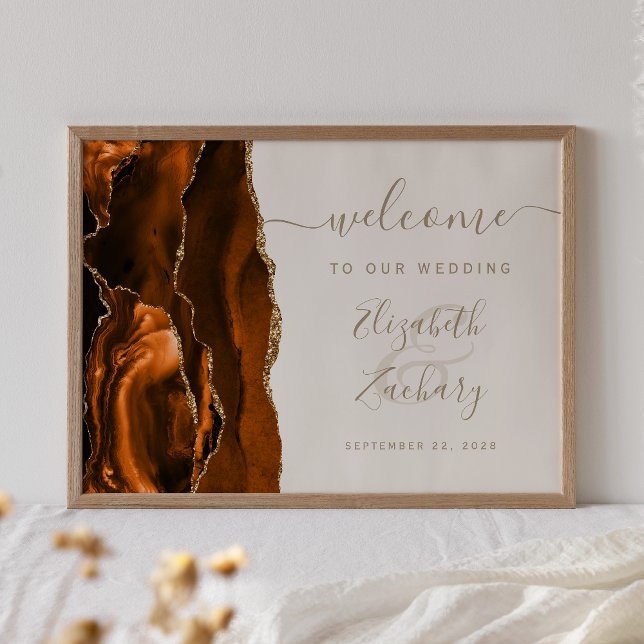 Poster Agate Laranja Queimada Dourado Marfim Casamento Be (Criador carregado)