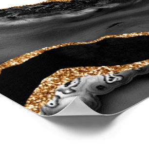 Poster Agate Marbado Faux Na moda, pedra de luxo Dourado