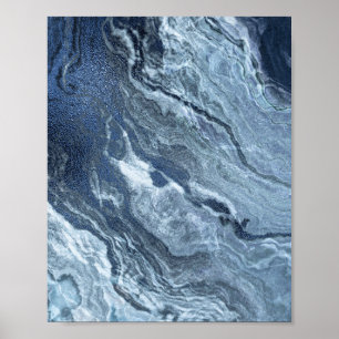 Poster Agato Azul Cristalizado   Pedra Derramada Marmoriz