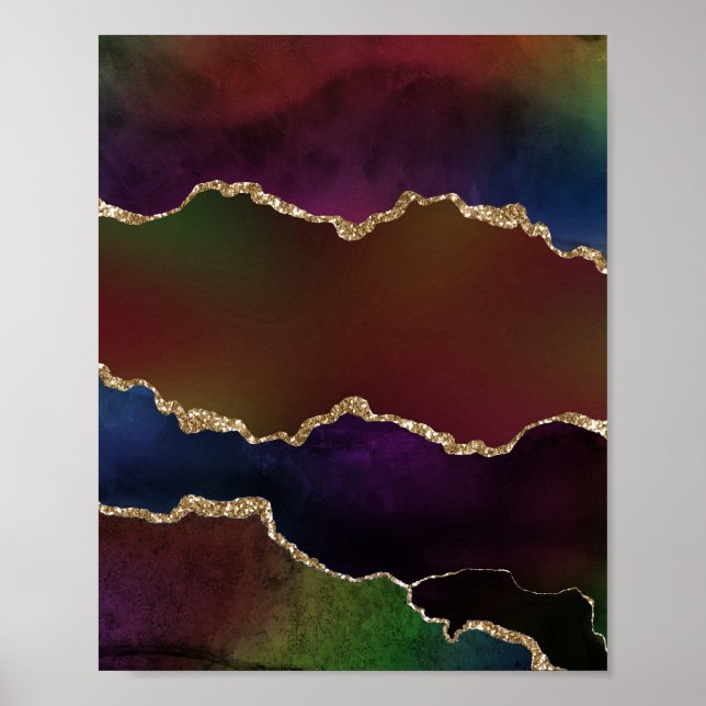 Poster Agato Escuro Intenso | Moody Rainbow Jewel Tone (Frente)