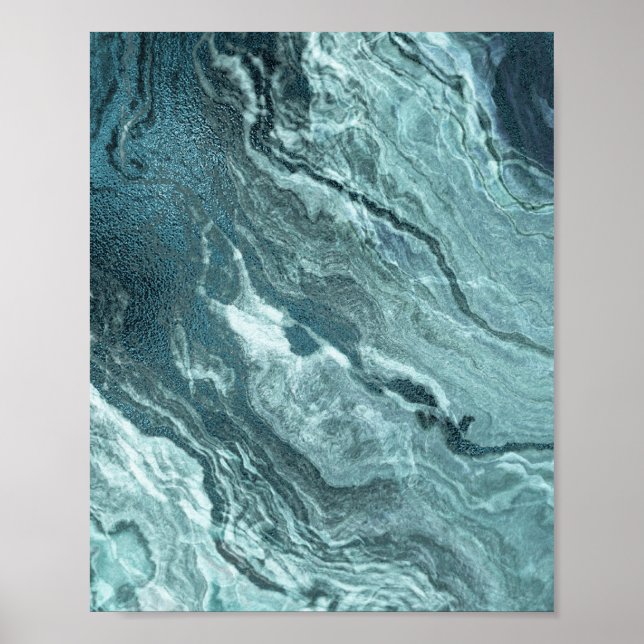 Poster Agato Teal Cristalalizado | Pedra Marmorizada Aqua (Frente)
