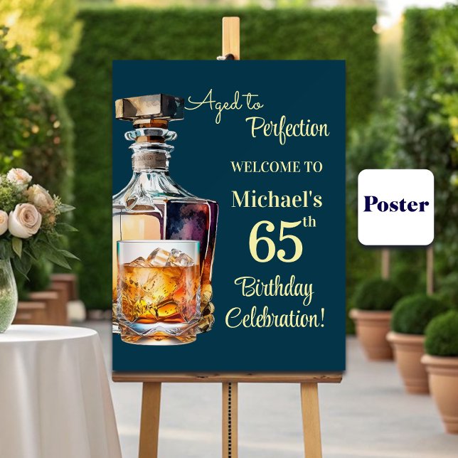 Poster Aged to Perfection Men 65th Whiskey Birthday (Criador carregado)