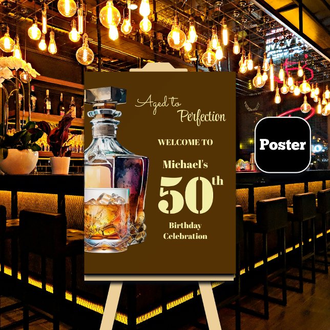 Poster Aged to Perfection Men's 50th Whiskey Birthday (Criador carregado)