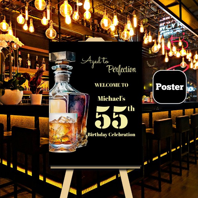 Poster Aged to Perfection Men's 55th Whiskey Birthday (Criador carregado)