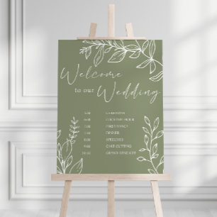 Poster Agenda de Casamento Flores Boho Sage