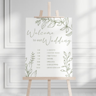 Poster Agenda de Casamento Flores Boho Sage