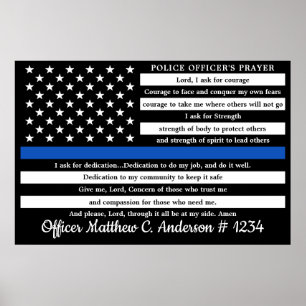 Poster Agente Policial Orador Presente Linha Azul Fino
