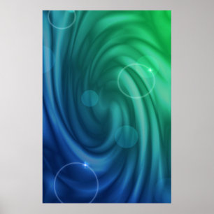 Poster Agitar Vórtex Azul E Verde Com Cor