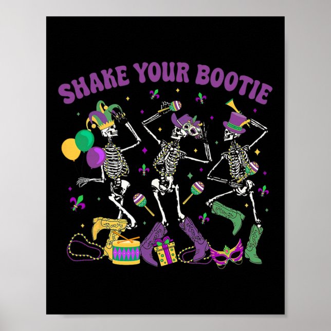 Poster Agite seu esqueleto de Bota Mardi Gras Boot (Frente)