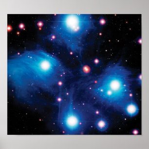 Pôster Aglomerado de Estrelas Plêiades Messier 45 Foto Es