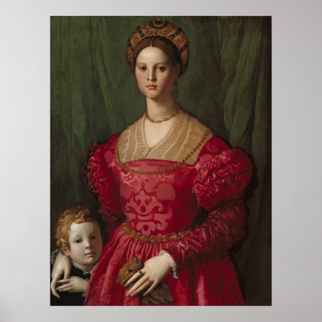Poster Agnolo Bronzino Uma Jovem Mulher e Seu Menino (Frente)