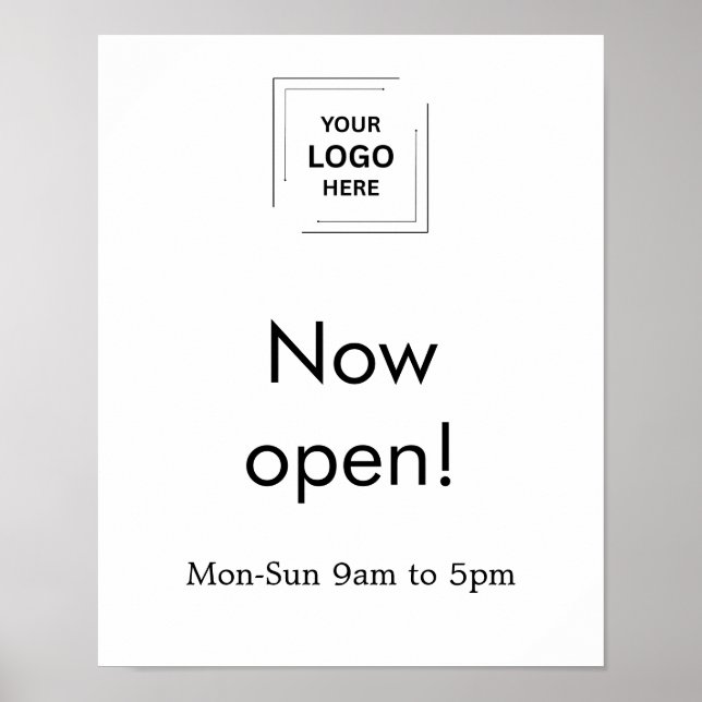 Poster Agora Aberto | Horário de Abertura da Empresa Logo (Frente)