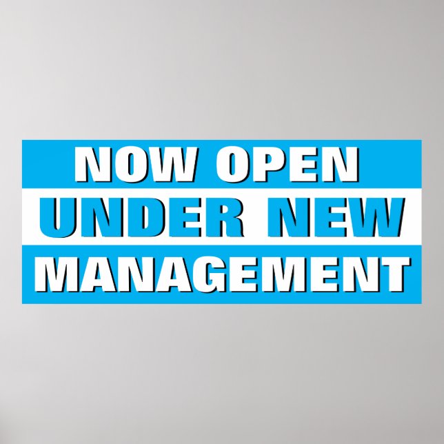 Poster Agora Aberto Sob Novo Gerenciamento Pequenas Empre (Frente)