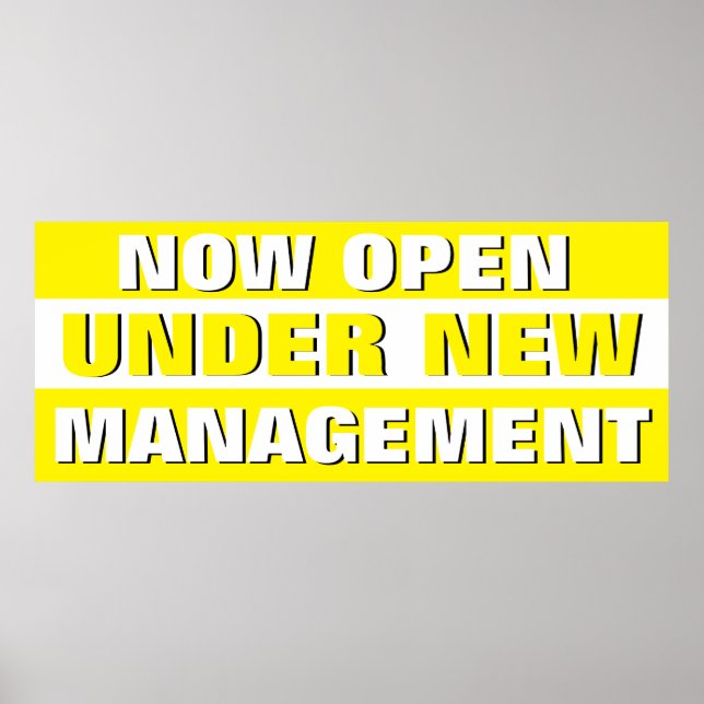 Poster Agora Aberto Sob Novo Gerenciamento Pequenas Empre (Frente)