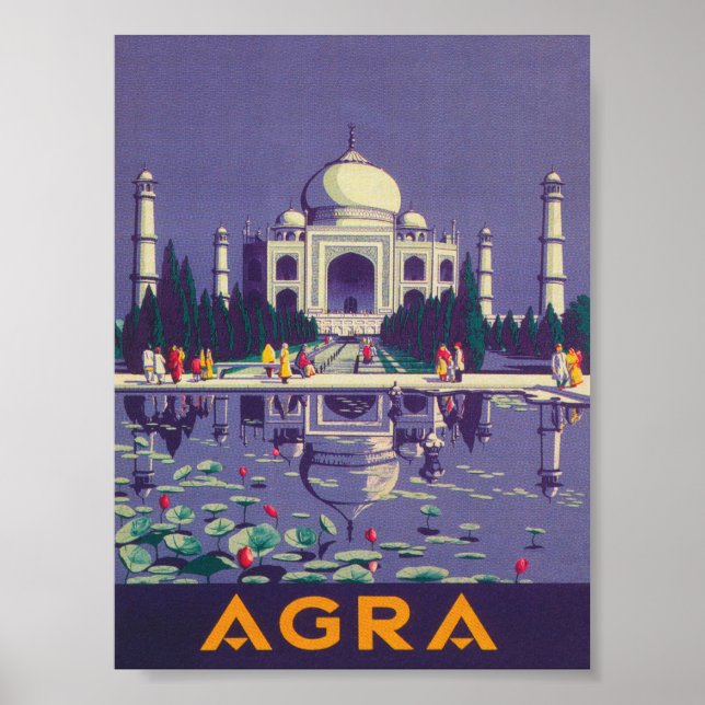 Poster Agra India Viagens vintage (Frente)