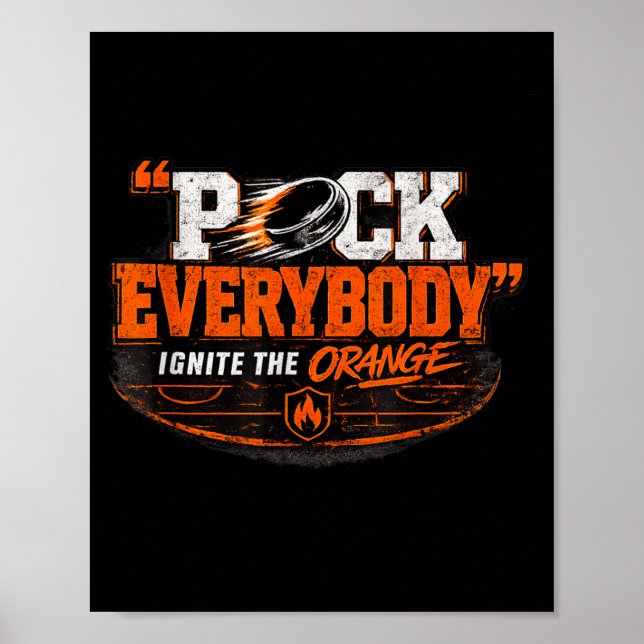 Poster Agressor de hóquei laranja 1 (Frente)