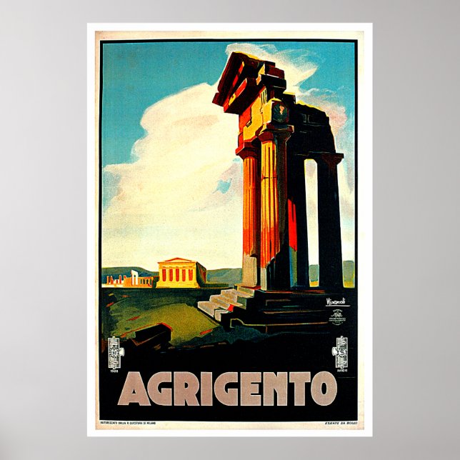 Poster Agrigento Sicily Itália Viagem Art (Frente)