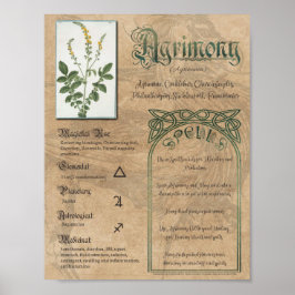 Poster Agrimony Herbal Book of Shadows Pagan Wiccan