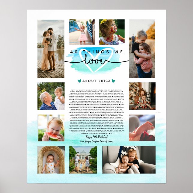 Poster água azul e turquesa em aquarela 40 razões pelas q (Frente)