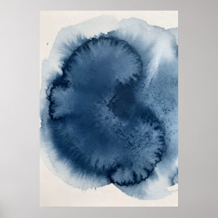 Poster Água Azul Índigo Profundo Círculo Abstrato Minimal