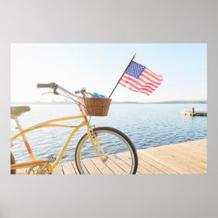Poster Água   Bicicleta Pelo lago