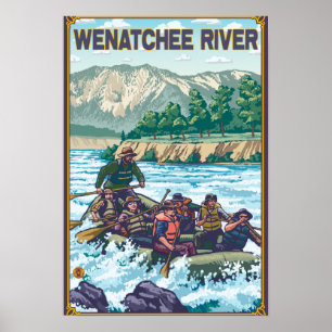 Pôster Água branca que transporta - rio de Wenatchee,
