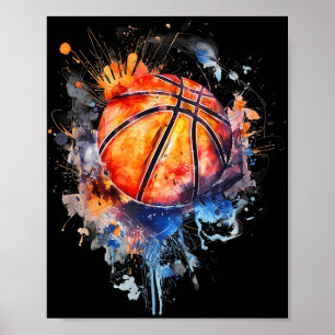 Poster Água Colorida de Hoop Colorida de Basquete, Trabal