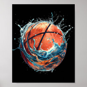 Poster Água de Desenho de Lover de Basquete de Trabalho d