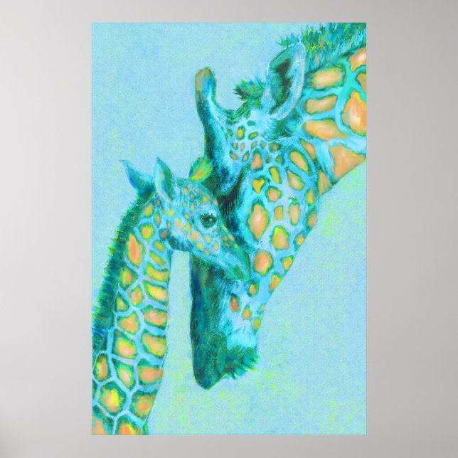 Pôster água e girafas de pêssego (Frente)