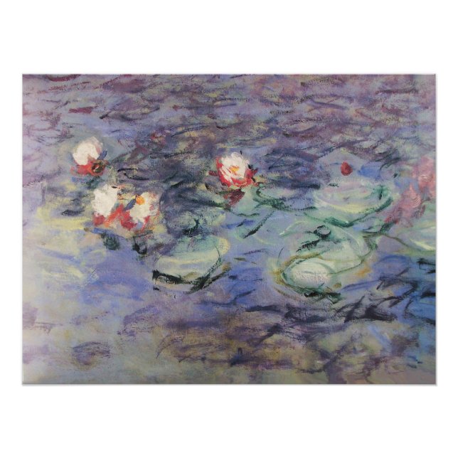 Pôster ÁGUA ESTÁ EM PINK BLUE POND, por Claude Monet (Frente)