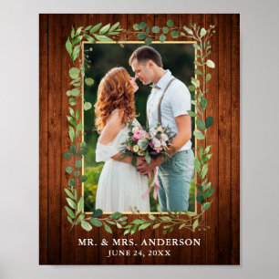 Poster Água Eucalyptus Greenery Madeira Foto Dourada