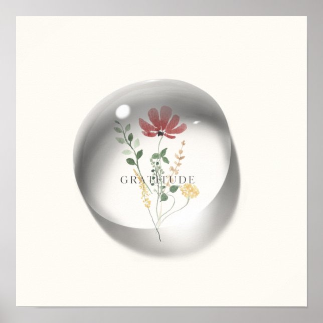 Poster Água Floral de Gratidão Minimal (Frente)