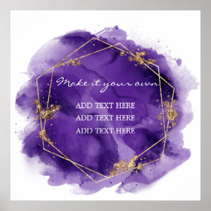 Poster Água-forte Lilás Roxo Dourado Casamento Brilho