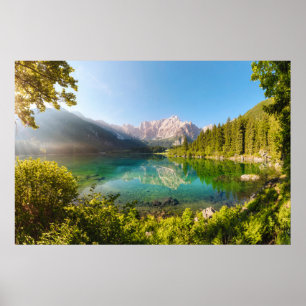 Poster Água Lago di Fusine Monte Gangart Alpes Julianos