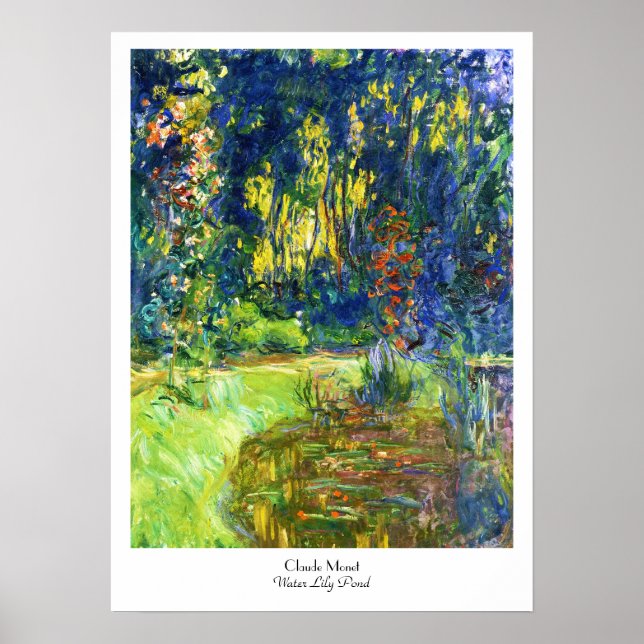 Poster Água Lily Pond Claude Monet legal, velho, mestre,  (Frente)