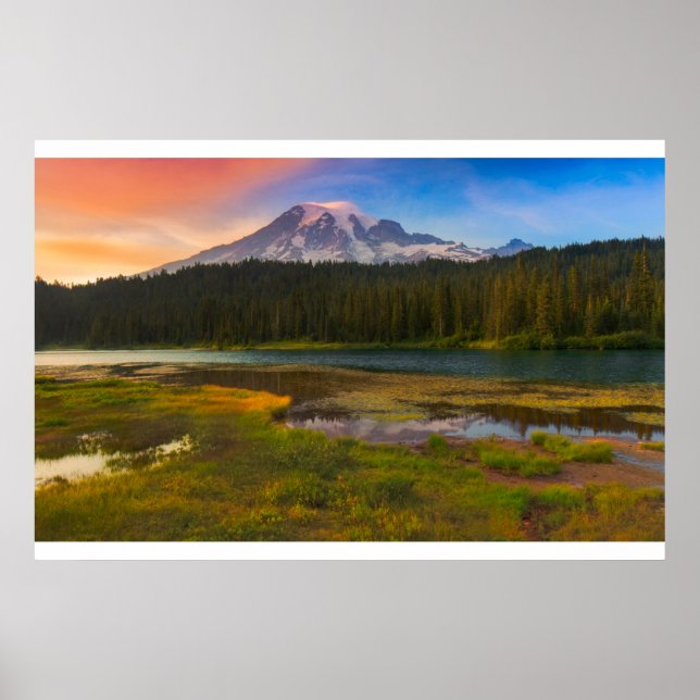 Poster Água | Parque Nacional do Mt. Rainier, Washington (Frente)