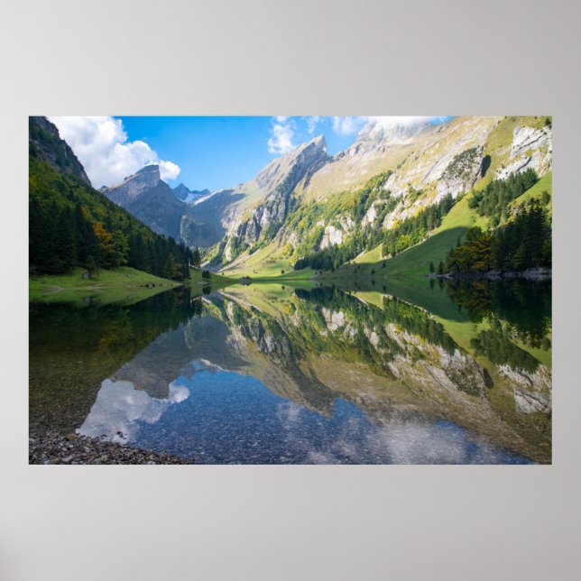 Poster Água | Suiça dos Alpes suíços no lago Seealpsee (Frente)