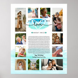 Poster água turquesa e azul aguarela 40 razões pelas quai