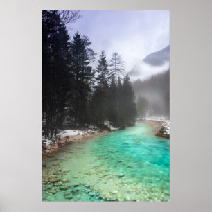 Poster Água turquesa em Mojstrana, Eslovênia